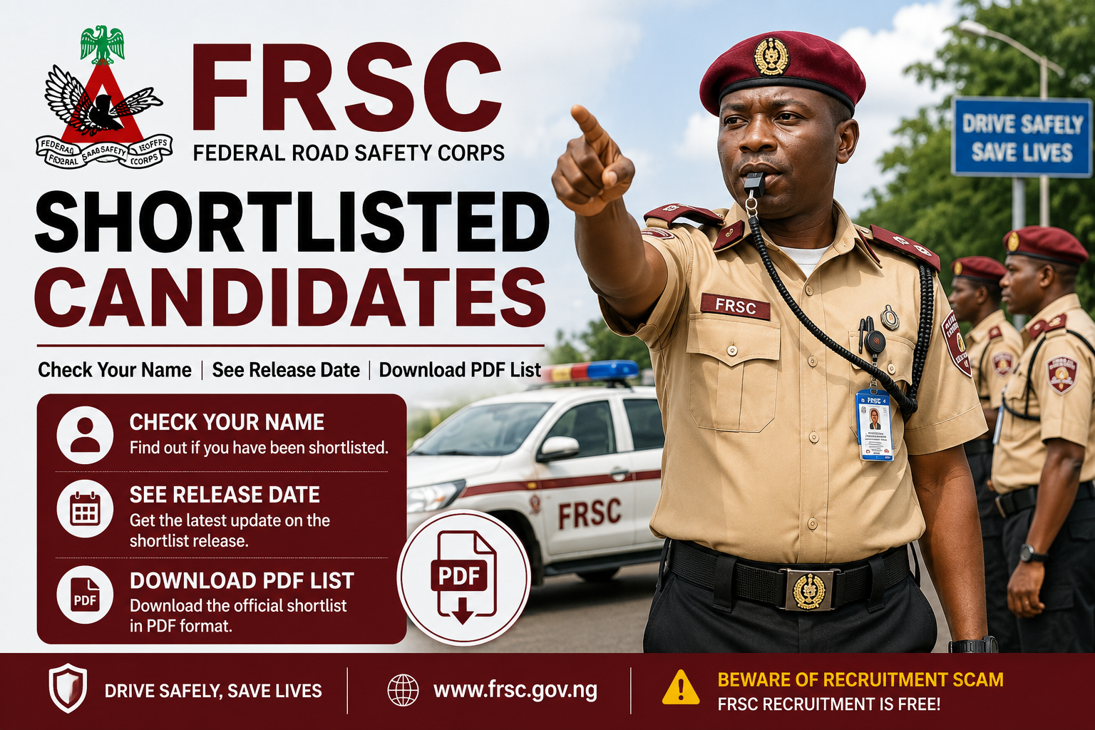 FRSC Shortlisted Candidates